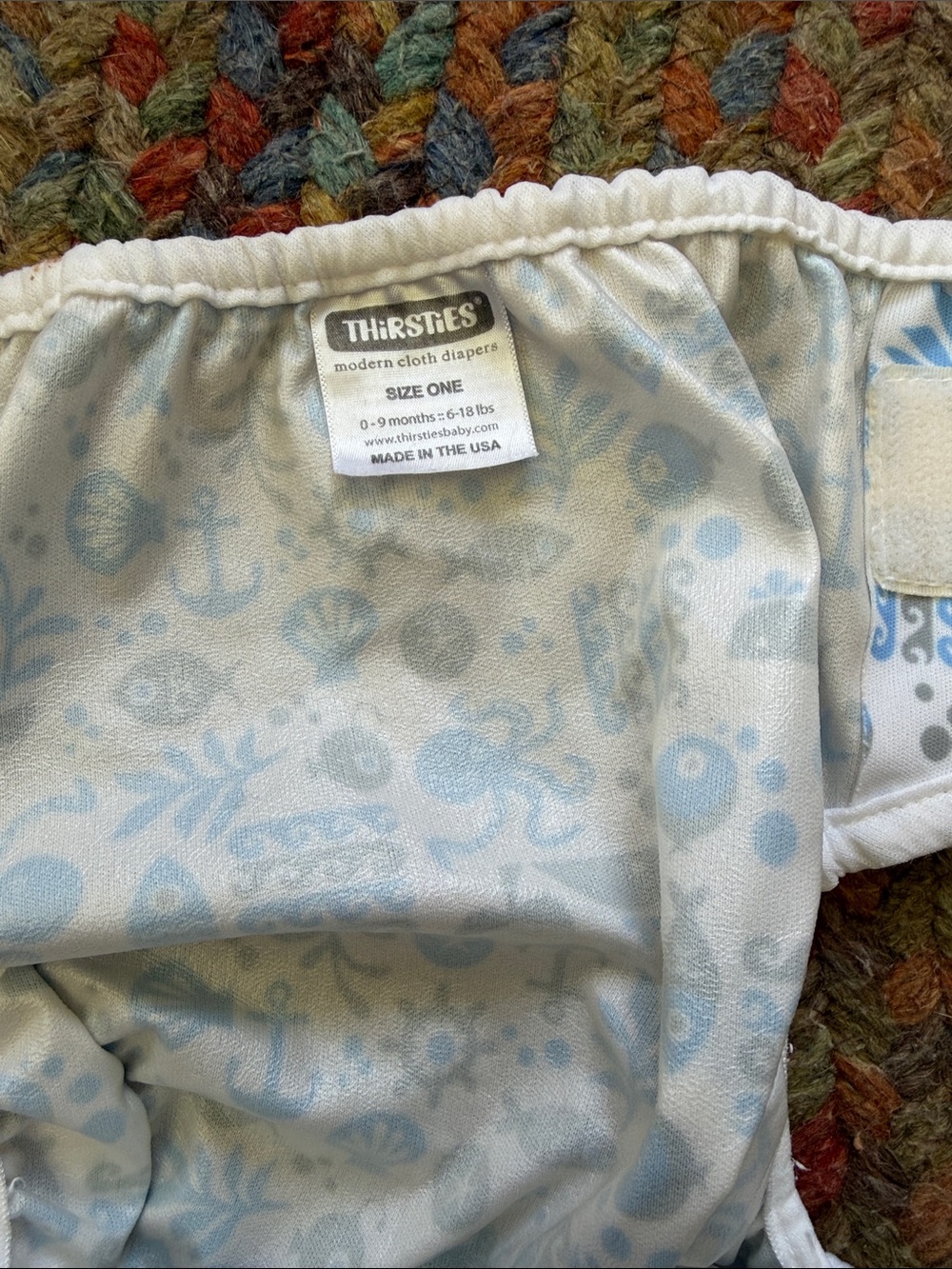 Thirsties Duo Wrap Cloth Diaper Cover Ocean Life 0-9 Months - Picture 3 of 4
